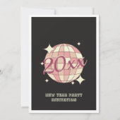 Nieuwjaarsfeest 2025 uitnodiging zwarte discobal (Achterkant)