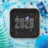 Nieuwjaarsfeest 2026 papieren bordje (Feest)