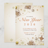 Nieuwjaarsfeest 2026 Uitnodigingsposter | Aftellen Kaart (Voorkant / Achterkant)