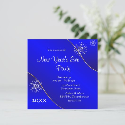 Nieuwjaarsfeest Blue lights 2020 Kaart (Staand voorkant)