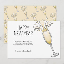 Nieuwjaarsfeest Champagne Feestdagenkaart