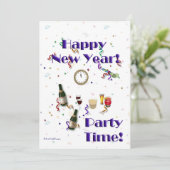 Nieuwjaarsfeest/Champagne+Fun Kaart (Staand voorkant)