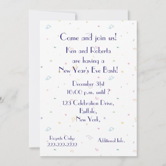 Nieuwjaarsfeest/Champagne+Fun Kaart (Achterkant)