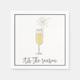 Nieuwjaarsfeest Champagne Sparkler Black Border Servet