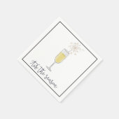 Nieuwjaarsfeest Champagne Sparkler Black Border Servet (Hoek)