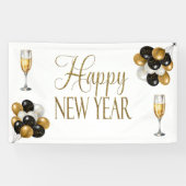 Nieuwjaarsfeest Champagne Wit & Goud Spandoek (Horizontaal)