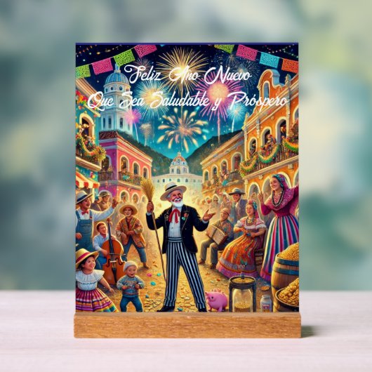Nieuwjaarsfeest El Año Viejo Acryl Bord (Neutraal)
