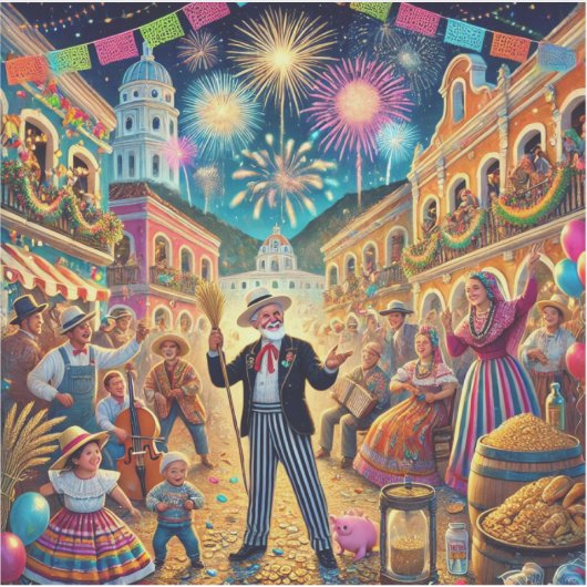 Nieuwjaarsfeest El Año Viejo Sticker (Voorkant)