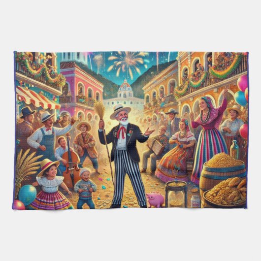 Nieuwjaarsfeest El Año Viejo Theedoek (Horizontaal)