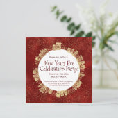 Nieuwjaarsfeest, feestdag, rood, goud, kaart (Staand voorkant)