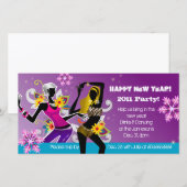 Nieuwjaarsfeest Foto Kaart Dansende Paars (Voorkant / Achterkant)