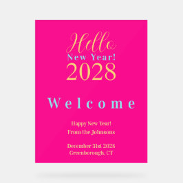 Nieuwjaarsfeest Hot Pink Welkom Acryl Bord