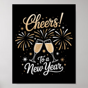 Nieuwjaarsfeest juicht een gelukkig nieuwjaar toe poster