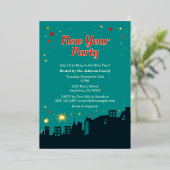 Nieuwjaarsfeest Mid-Century Modern Style Folie Uitnodiging (Staand Voorkant)