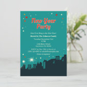 Nieuwjaarsfeest Mid-Century Modern Style Invitatio Kaart (Staand voorkant)