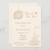 Nieuwjaarsfeest Nodig handgetekende krabbel uit Aankondiging (Voorkant / Achterkant)