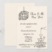 Nieuwjaarsfeest Nodig handgetekende krabbel uit Aankondiging (Voorkant / Achterkant)