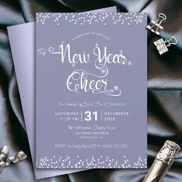 Nieuwjaarsfeest Script Confetti Paars Grijs Feest Kaart