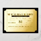Nieuwjaarsfeest Ticket Echt Folie Uitnodiging (Voorkant)