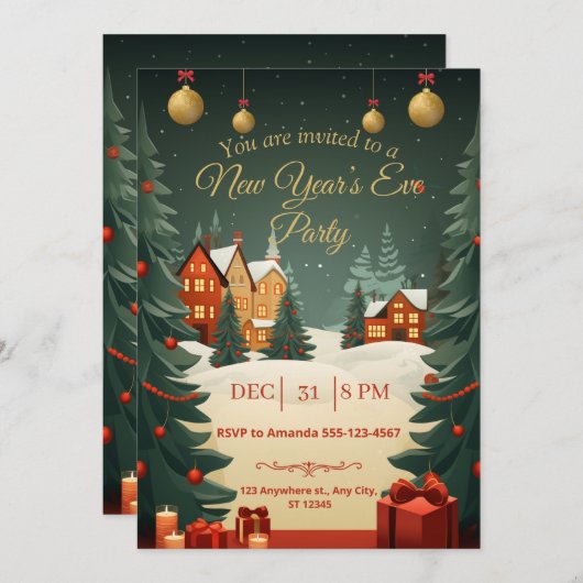 Nieuwjaarsfeest uitnodiging 2026 (Voorkant / Achterkant)