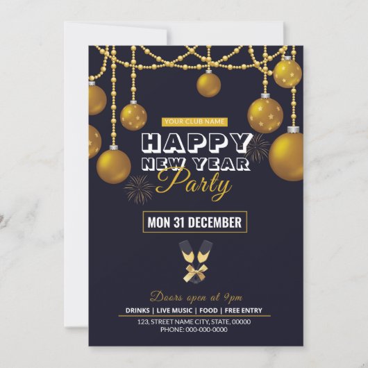 Nieuwjaarsfeest Uitnodiging Flyer (Voorkant)