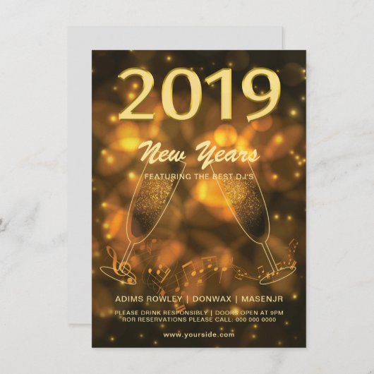 Nieuwjaarsfeest uitnodiging flyer (Voorkant / Achterkant)