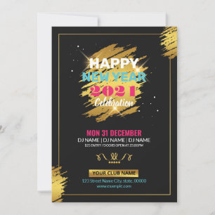 Nieuwjaarsfeest uitnodiging flyer