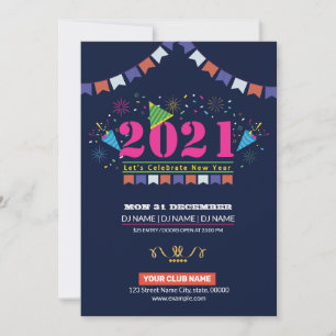 Nieuwjaarsfeest uitnodiging flyer