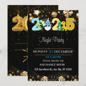 NIEUWJAARSFEEST UITNODIGING GOUD ZWART (Voorkant / Achterkant)