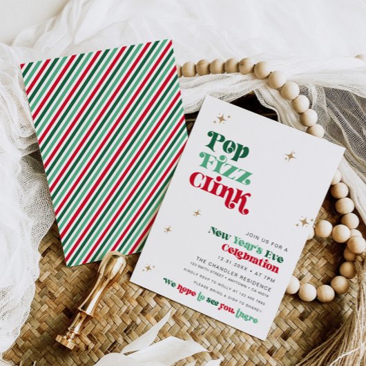 Nieuwjaarsfeest Uitnodiging Retro Boho Fun