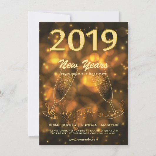 Nieuwjaarsfeest Uitnodigingsfolder Kaart (Voorkant)