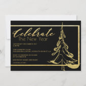 Nieuwjaarsfeest van de goudglitter kaart (Voorkant)