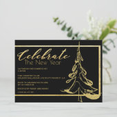 Nieuwjaarsfeest van de goudglitter kaart (Staand voorkant)