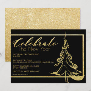 Nieuwjaarsfeest van de goudglitter kaart