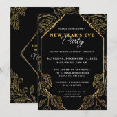 Nieuwjaarsfeest van het moderne goud- en zwarte fe kaart (Voorkant / Achterkant)