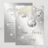 Nieuwjaarsfeest van Sparkly Gold en Silver Ornamen Kaart (Voorkant / Achterkant)