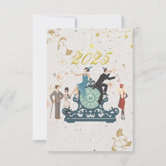 Nieuwjaarsfeest Vintage Inspiered Great Gatsby Kaart (Achterkant)