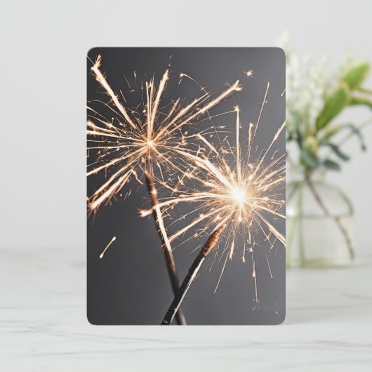 Nieuwjaarsfeest Vonken Kaart (Staand voorkant)