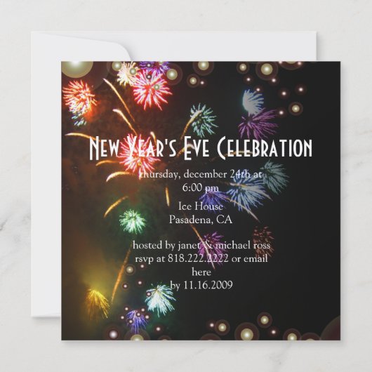 Nieuwjaarsfeest, zeepbellen in vuurwerk kaart (Achterkant)