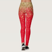 Nieuwjaarsfeestdag Gold Glitter Stars Leggings (Achterkant)