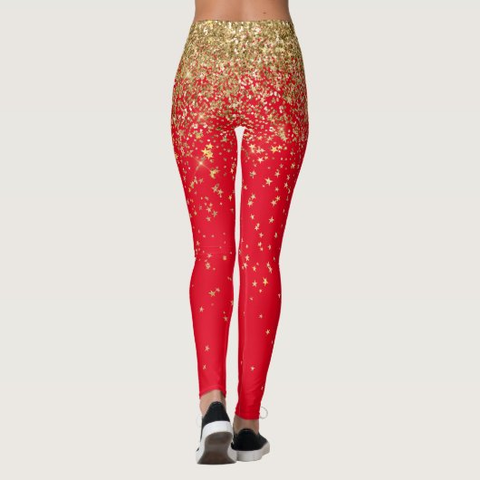Nieuwjaarsfeestdag Gold Glitter Stars Leggings (Achterkant)