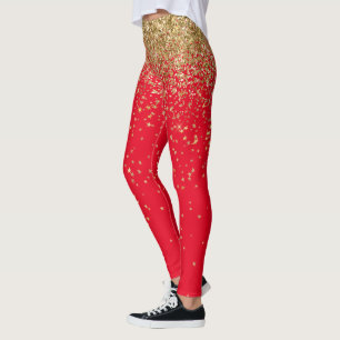 Nieuwjaarsfeestdag Gold Glitter Stars Leggings