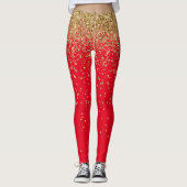 Nieuwjaarsfeestdag Gold Glitter Stars Leggings (Voorkant)