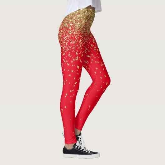 Nieuwjaarsfeestdag Gold Glitter Stars Leggings (Rechts)