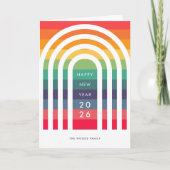 Nieuwjaarsfeestdag Kaart moderne boogvormende rege (Voorkant)