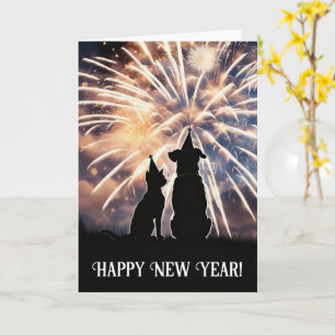 Nieuwjaarsfeestmutsen voor kat en hond Vuurwerk We Kaart