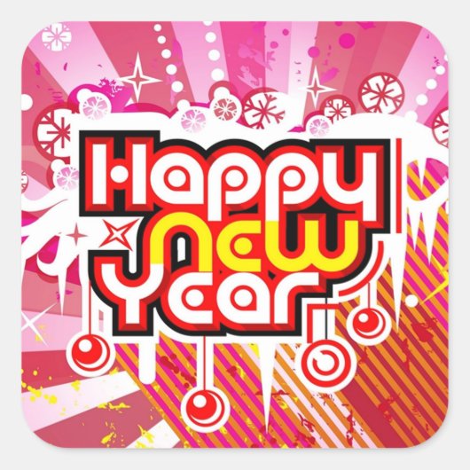nieuwjaarsfeestteken vierkante sticker (Voorkant)