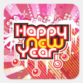 nieuwjaarsfeestteken vierkante sticker