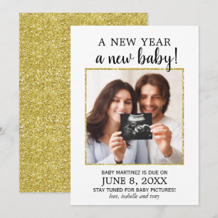 Nieuwjaarsfoto Baby Zwangerschap Aankondiging