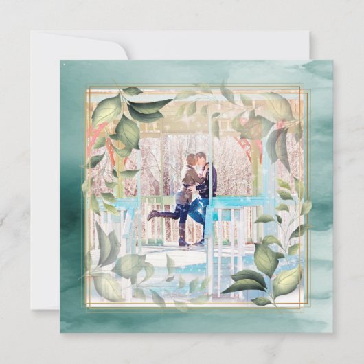 Nieuwjaarsfoto Boho Botanische Waterverf Romantic Feestdagenkaart (Voorkant)